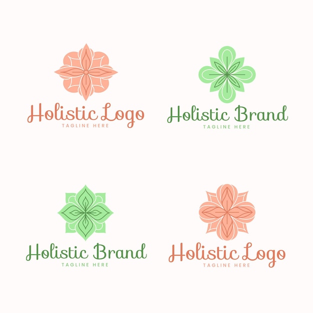 Free vector flat-hand drawn holistic logo collection
