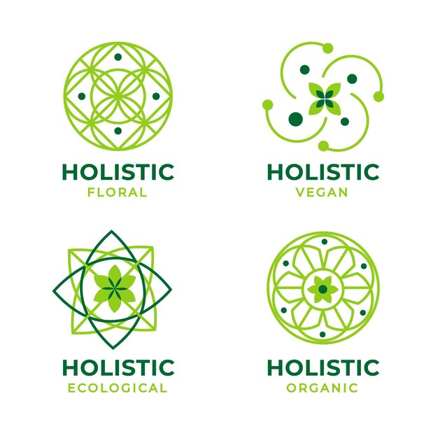 Flat-hand drawn holistic logo collection