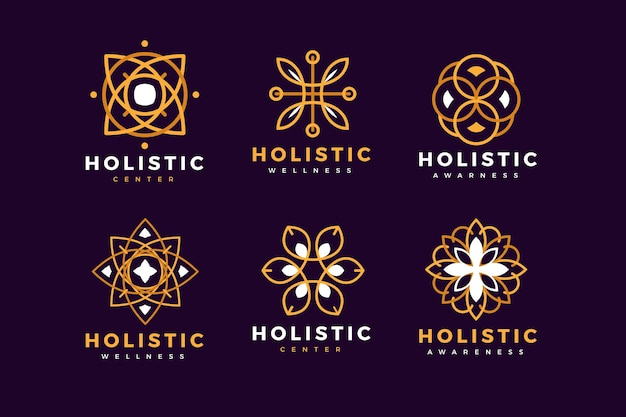 Flat-hand drawn holistic logo collection