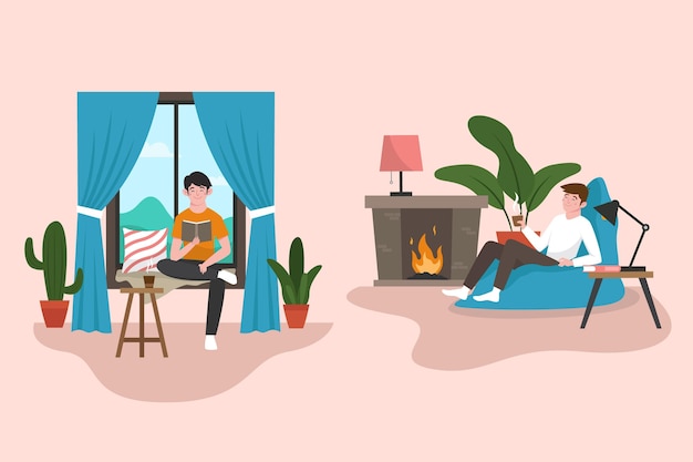 Vettore gratuito illustrazione di stile di vita hygge disegnata a mano piatta