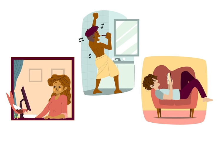 Free Vector flat-hand drawn hygge lifestyle scenes