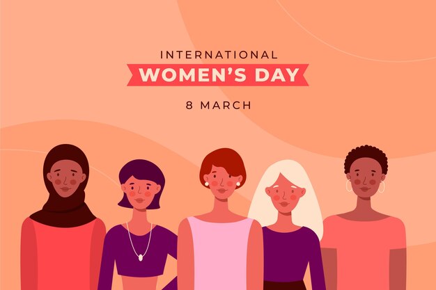 Flat-hand drawn international women's day illustration