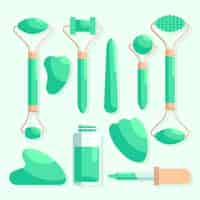 Free vector flat hand drawn jade roller and gua sha