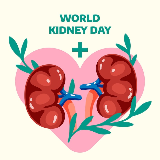 Free vector flat-hand drawn kidney day illustration