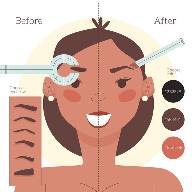 Flat-hand drawn microblading illustration