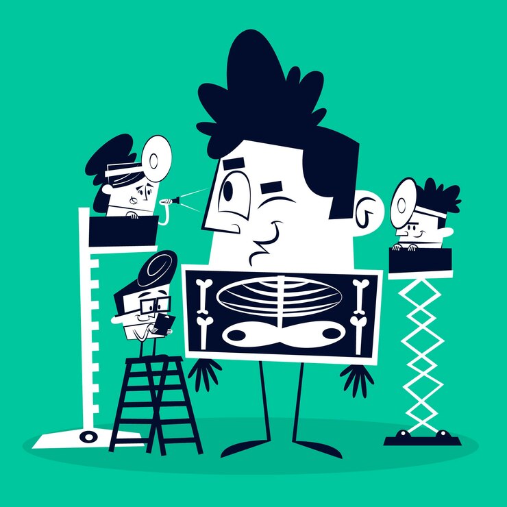 Free Vector flat-hand drawn patient taking a medical examination