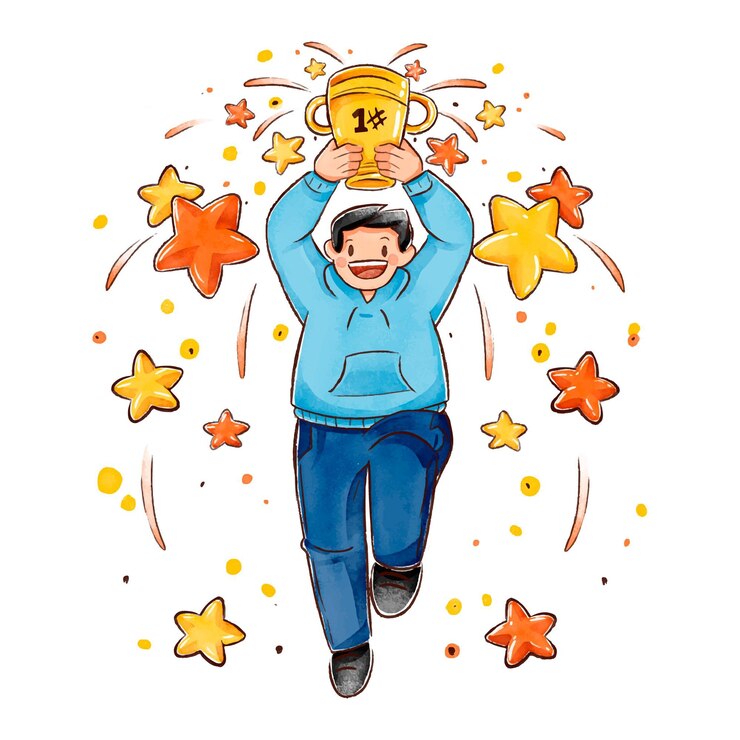 무료 Vector 성취 그림을 축하하는 평면 손으로 그린 사람들