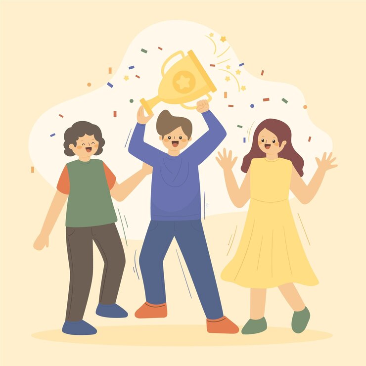 無料Vector 目標達成を祝うフラット手描きの人々