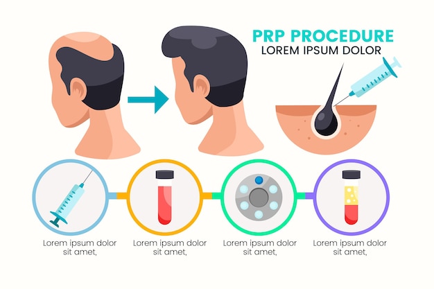 Flat-hand drawn prp procedure infographic