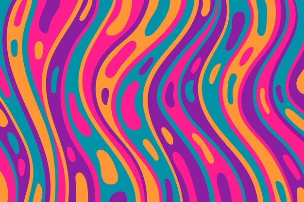 Flat-hand drawn psychedelic groovy background