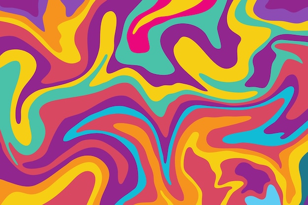 Flat-hand drawn psychedelic groovy background