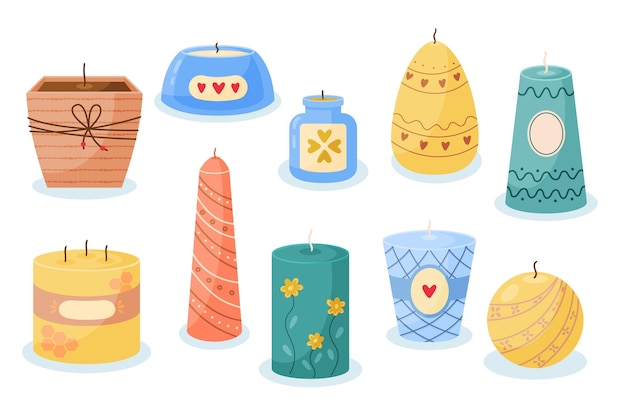 Free vector flat-hand drawn scented candle collection