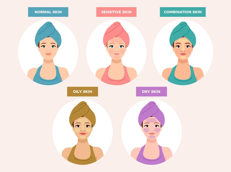 Free Vector flat-hand drawn skin types illustration