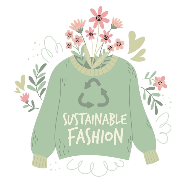 Flat-hand drawn sustainable fashion concept