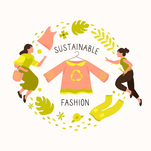 Free vector flat-hand drawn sustainable fashion illustration