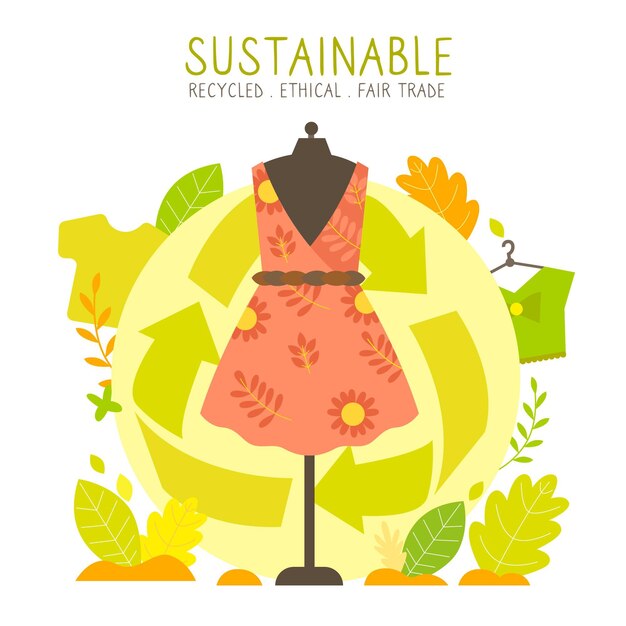 Flat-hand drawn sustainable fashion illustration