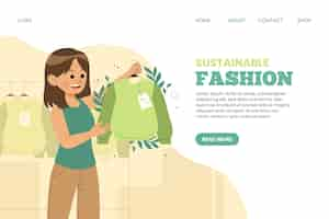 Free vector flat-hand drawn sustainable fashion landing page