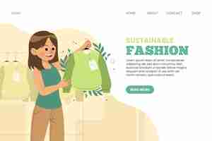 Free vector flat-hand drawn sustainable fashion landing page