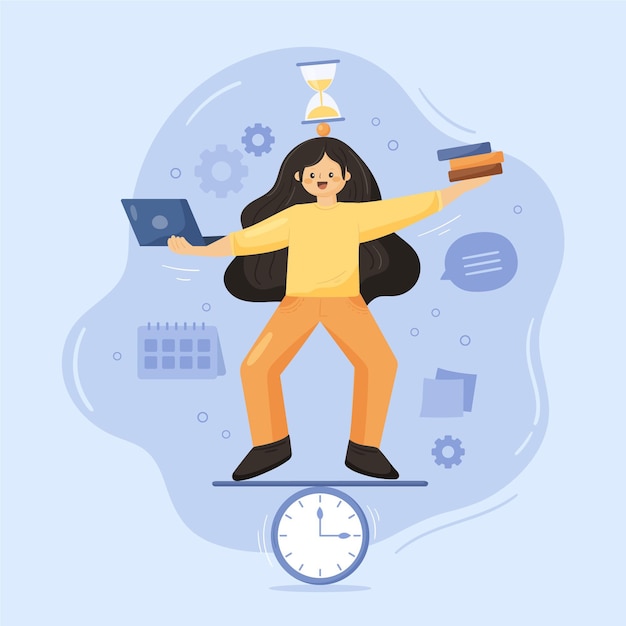 Free vector flat-hand drawn time management concept