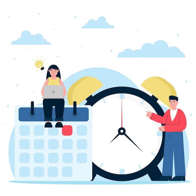 Free vector flat-hand drawn time management illustration