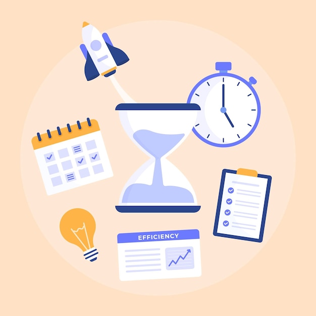 Free vector flat-hand drawn time management illustration