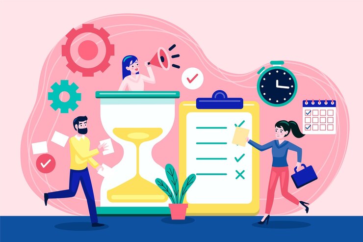 Free Vector flat-hand drawn time management illustration