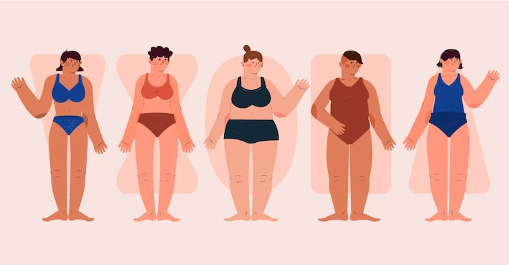 Free Vector flat-hand drawn types of female body shapes pack