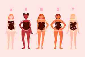 Free vector flat-hand drawn types of female body shapes set