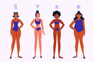 Free vector flat-hand drawn types of female body shapes