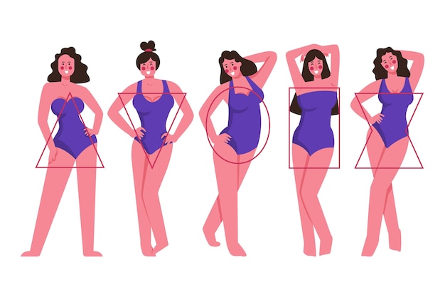 Free vector flat-hand drawn types of female body shapes