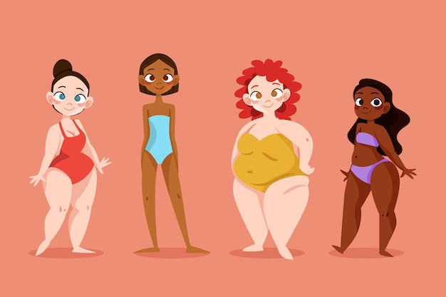 Free vector flat-hand drawn types of female body shapes