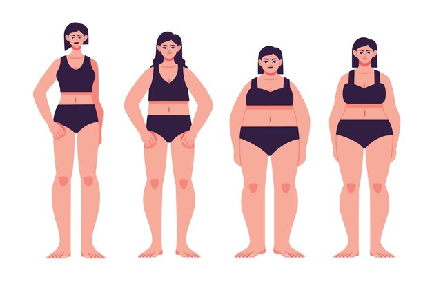 Flat-hand drawn types of female body shapes