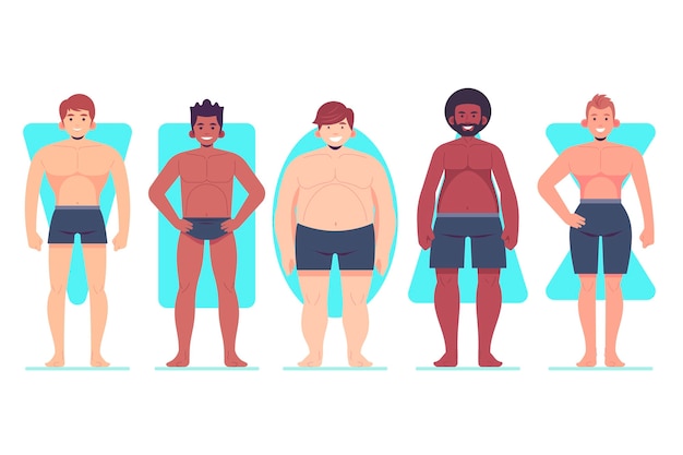 Free vector flat-hand drawn types of male body shapes collection