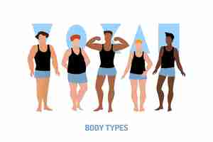 Free vector flat-hand drawn types of male body shapes