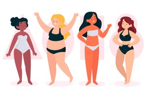 flat-hand drawn types of female body shapes