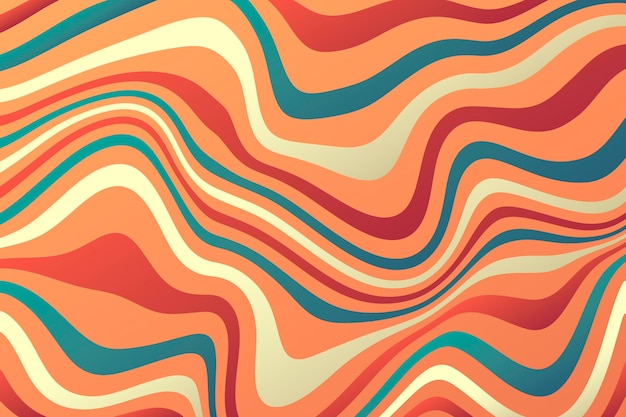 Flat-hand drawn wavy colored groovy background