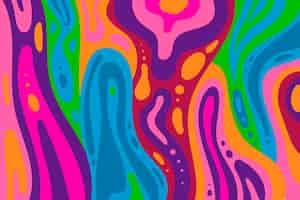 Free vector flat-hand drawn wavy multi colored groovy background