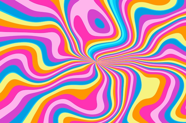 Flat-hand drawn wavy multi colored groovy background