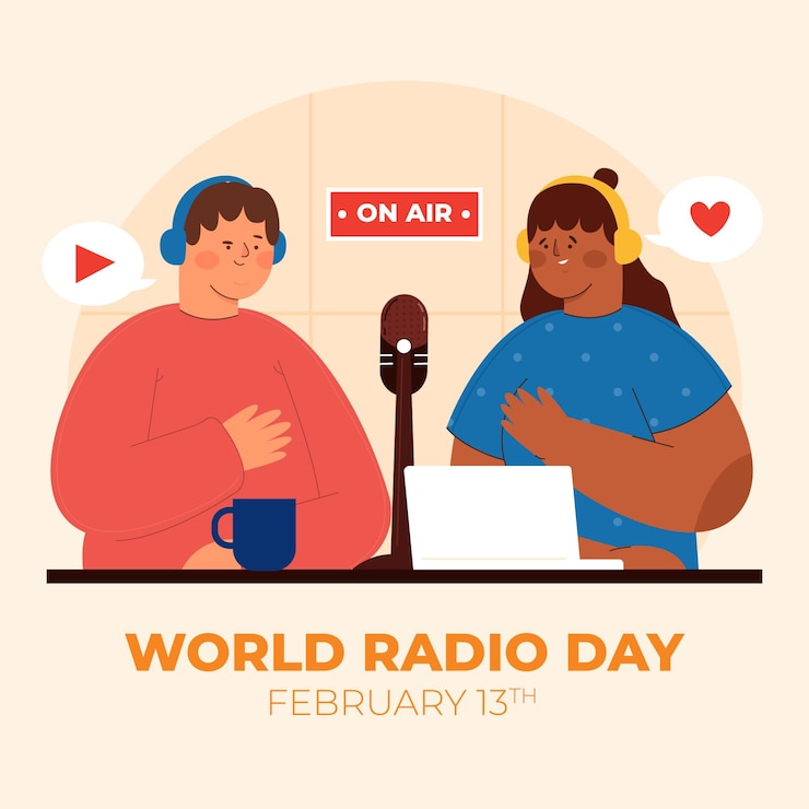 Free Vector flat hand drawn world radio day