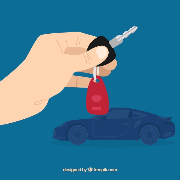 Flat hand holding car key background