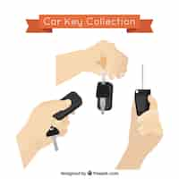 Free vector flat hand holding car key background