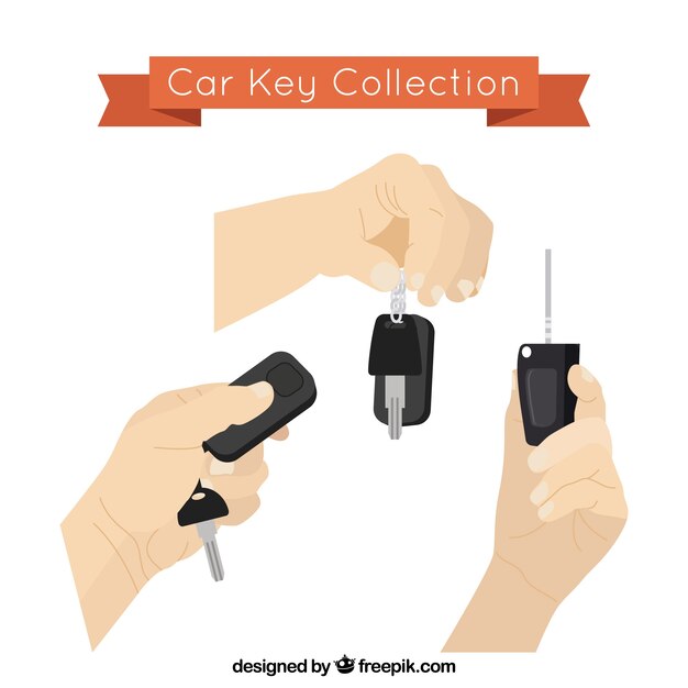 Flat hand holding car key background