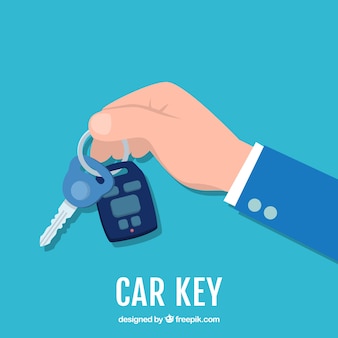 Free Vector | Flat hand holding car key background