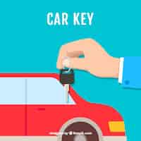 Free vector flat hand holding car key background