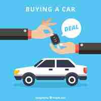 Free vector flat hand holding car key background