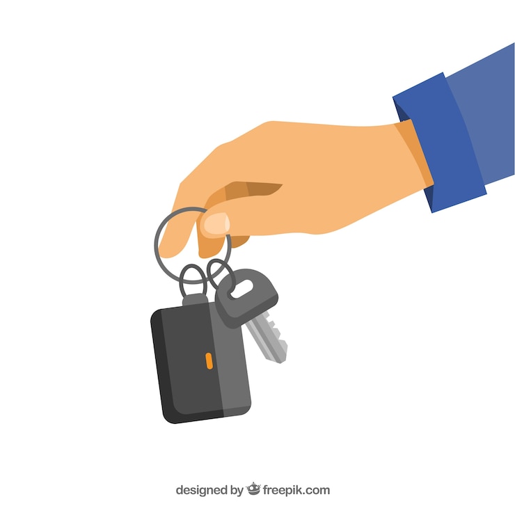 Free Vector flat hand holding car key background