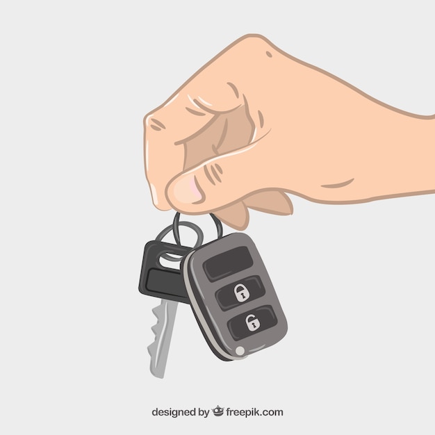 Flat hand holding car key background