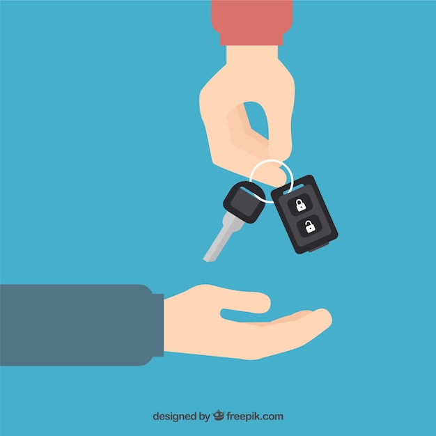 Flat hand holding car key background