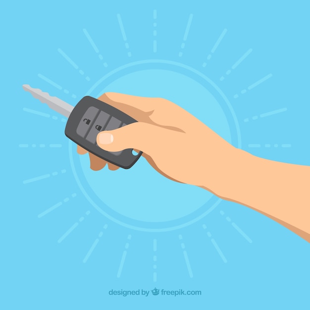 Flat hand holding car key background