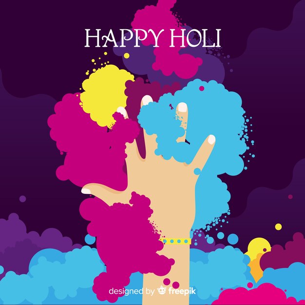 Flat hand holi fesival background